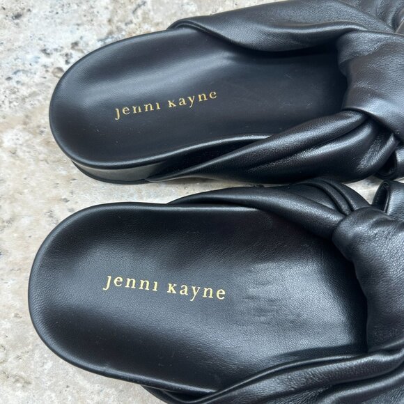Jenni Kayne Sandals Womens Size 36 US 6 Black Leather Knot Comfy Slides - Picture 7 of 11